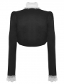Black and White Gothic Ruffle Bowtie Short Jacket for Women