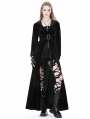 Black Gothic Vintage Velvet Long Hooded Coat for Women