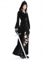 Black Gothic Vintage Velvet Long Hooded Coat for Women