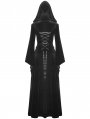 Black Gothic Vintage Velvet Long Hooded Coat for Women