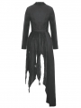 Black Gothic Punk Irregular Long Coat for Women