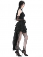 Black Gothic Retro Lace Frilly High Low Party Skirt