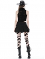 Black Gothic Punk Pleated Mini Skirt With Side Bag