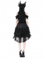 Black Gothic Princess Frilly Lace Striped High Low Skirt