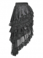 Black Gothic Princess Frilly Lace Striped High Low Skirt