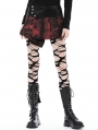 Black Gothic Punk Dye Blood Red Pleated Mini Skirt