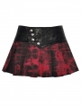 Black Gothic Punk Dye Blood Red Pleated Mini Skirt