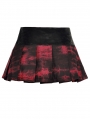 Black Gothic Punk Dye Blood Red Pleated Mini Skirt