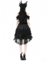 Black Gothic Floral Pattern Lace Trimmed Doll Skirt
