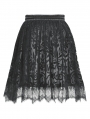 Black Gothic Floral Pattern Lace Trimmed Doll Skirt