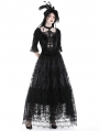 Black Gothic Dot Vintage Pattern Maxi Skirt