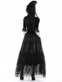 Black Gothic Dot Vintage Pattern Maxi Skirt