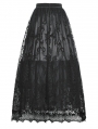 Black Gothic Dot Vintage Pattern Maxi Skirt