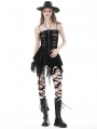 Black Gothic Punk Grunge Side Button Irregular Super Mini Skirt