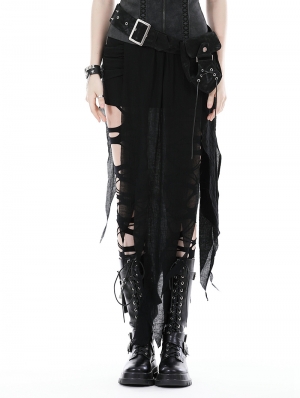 Black Gothic Decadent Side Zip Irregular Skirt