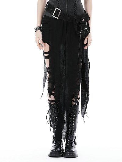 Black Gothic Decadent Side Zip Irregular Skirt