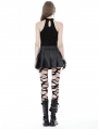 Black Gothic Punk Rock PU Pleated Mini Skirt with Bags