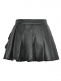 Black Gothic Punk Rock PU Pleated Mini Skirt with Bags