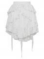 White Sweet Gothic Irregular Floral Lace Ruffle Skirt