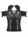 Black Vintage Gothic Hollow Out Sexy Lace Velvet Halter Top for Women