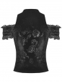 Black Vintage Gothic Hollow Out Sexy Lace Velvet Halter Top for Women