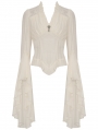 Ivory Steampunk Gothic Elegant Long Trumpet Sleeves Shirt for Women