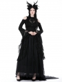 Black Vintage Gothic Lace Trumpet Sleeves Sexy Shouler Shirt for Women