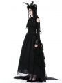 Black Vintage Gothic Lace Trumpet Sleeves Sexy Shouler Shirt for Women