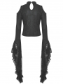 Black Vintage Gothic Lace Trumpet Sleeves Sexy Shouler Shirt for Women