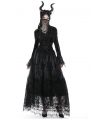 Black Vintage Gothic Lace Up Trumpet Sleeves Velvet Top for Women