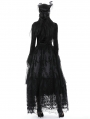 Black Vintage Gothic Lace Up Trumpet Sleeves Velvet Top for Women