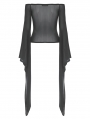 Black Gothic Sexy Hollow Out Long Trumpet Sleeves Mesh Top for Women