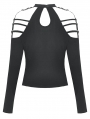 Black Gothic Punk Sexy Off-the-Shoulder Slim Fit T-Shirt for Women