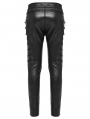 Black Gothic Punk PU Leather Slim Fitted Pants for Men