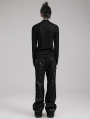 Black Gothic Punk Rock Rivet PU Leather Pants for Men