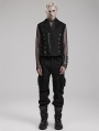 Black Gothic Punk Large Eyelet Webbing Decor Pants for Men