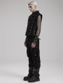 Black Gothic Punk Large Eyelet Webbing Decor Pants for Men