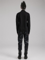 Black Gothic Punk Buckle Decro PU Leather Pants for Men