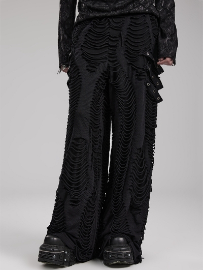Black Gothic Punk Loose Decadent Wide Leg Trousers for Men