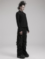 Black Gothic Punk Metal Studded Wide Leg Trousers for Men