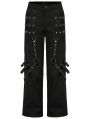 Black Gothic Punk Metal Studded Wide Leg Trousers for Men