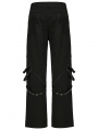 Black Gothic Punk Metal Studded Wide Leg Trousers for Men