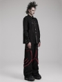 Black and Red Gothic Punk Metal Studded Wide Leg Trousers for Men