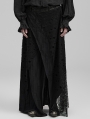 Black Dark Gothic Decadent Irregular Layered Long Skirt for Men