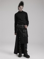 Black Gothic Punk Asymmetrical High-Low Long Kilt Skirt for Men