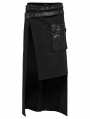 Black Gothic Punk Asymmetrical High-Low Long Kilt Skirt for Men