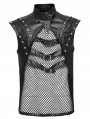 Black Gothic Punk See-Through Mesh Spliced Vest Top for Men