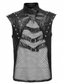 Black Gothic Punk See-Through Mesh Spliced Vest Top for Men