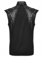 Black Gothic Punk See-Through Mesh Spliced Vest Top for Men