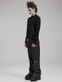 Black Gothic Punk Jacquard Knitted Daily Wear T-Shirt for Men